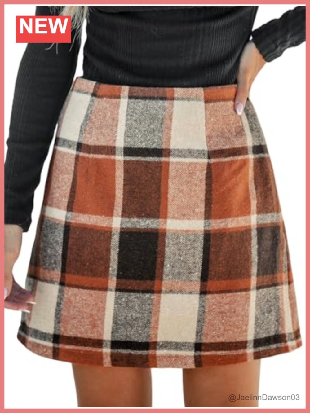 CUPSHE High Waist Plaid Wool Blend Mini Skirt A-Line Casual